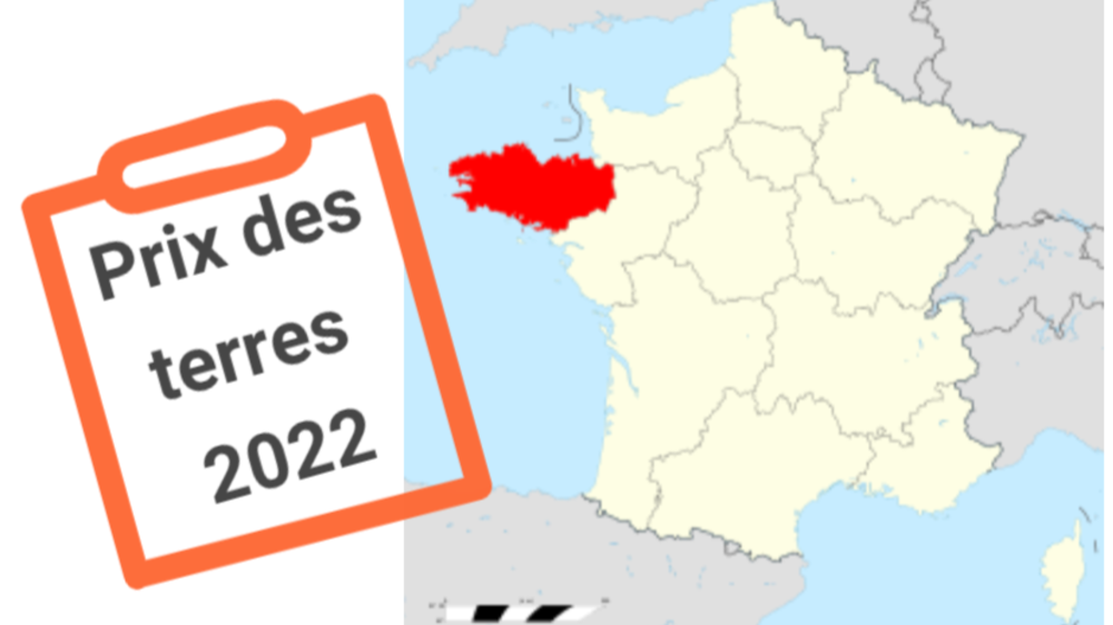 Carte du prix des terres en Bretagne en 2022